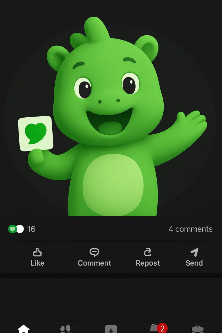 Serasi's mascot holding up a message bubble